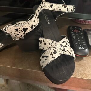 Cow Print Platform Sandals